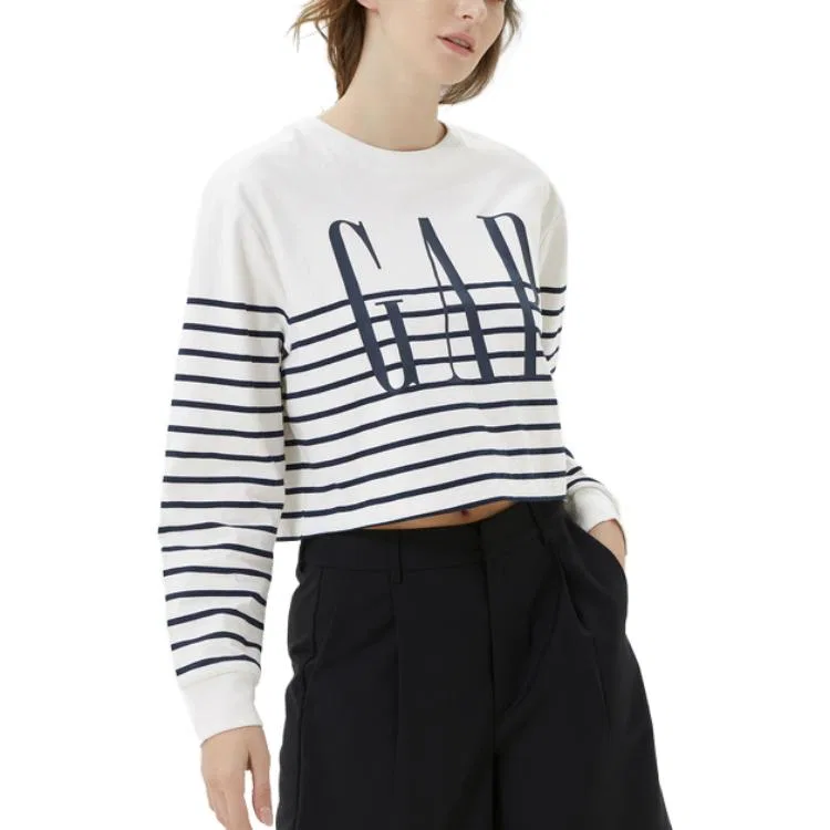 Футболка женская Blue Stripes с круглым вырезом, прямой крой GAP — фото 4