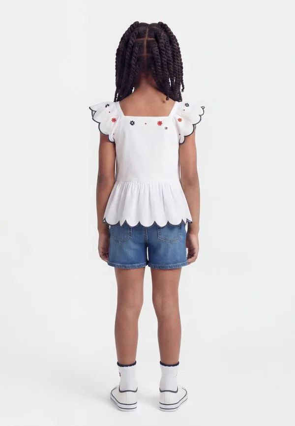 Блузка с цветочной вышивкой и оборками на рукавах Tommy Hilfiger, White — фото 2