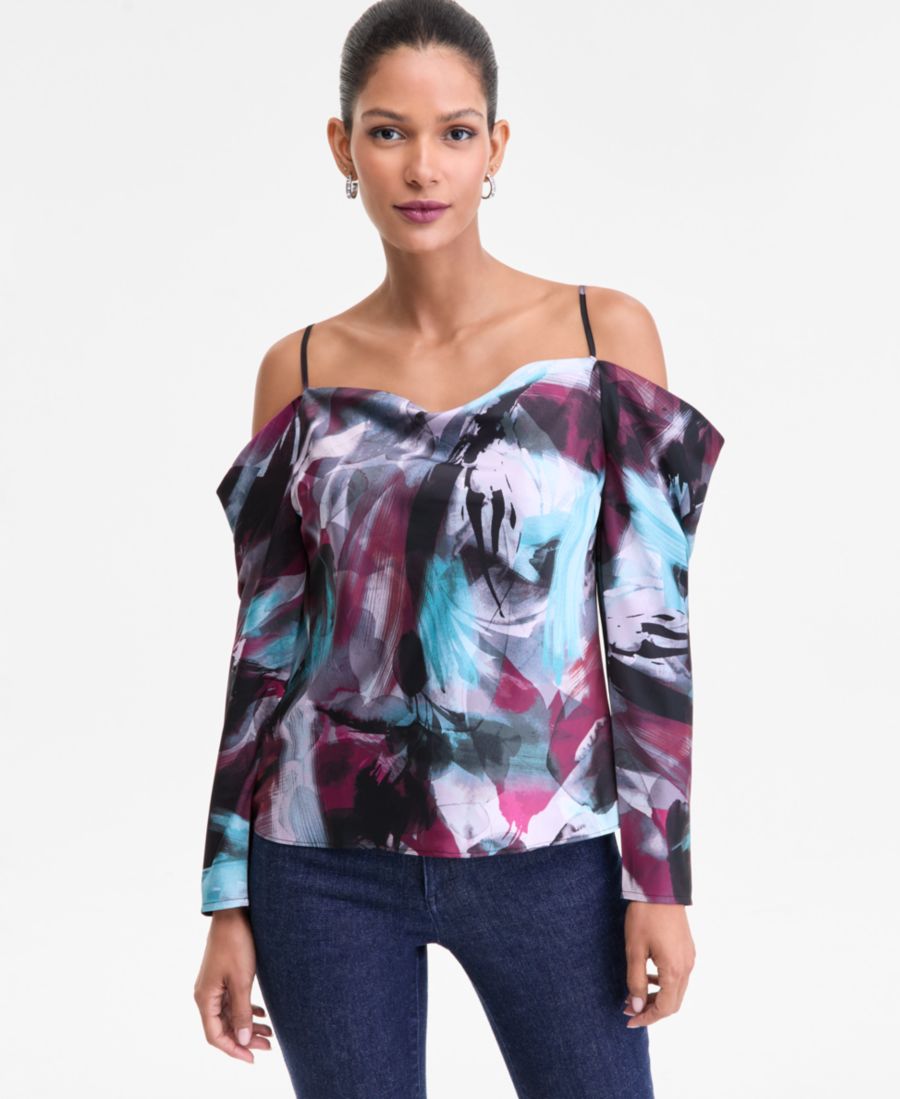 

Женская блузка с открытыми плечами и драпировкой, эксклюзивно от Macy's INC International Concepts, Remi Blooms