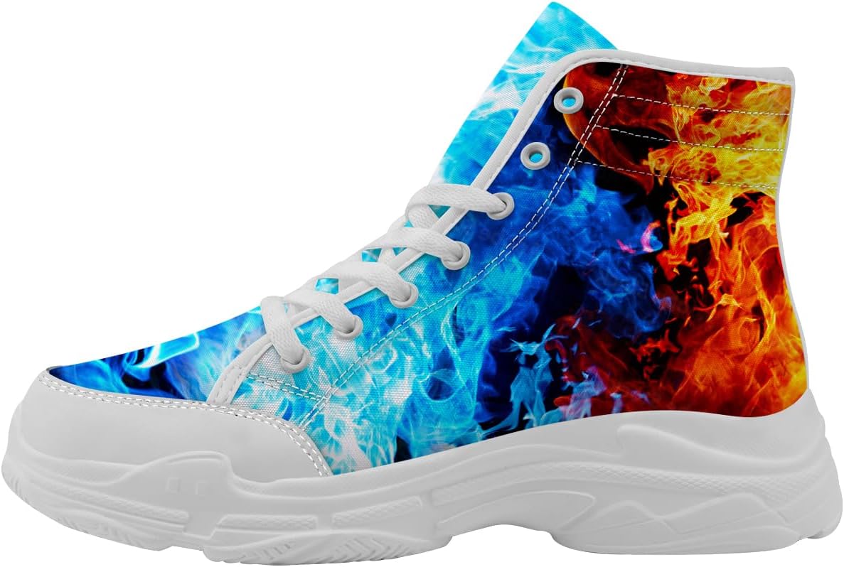 

Мужские и женские высокие кроссовки Flame, тканевые платформенные туфли на шнуровке, подарки для него и для нее Generic, красный/синий