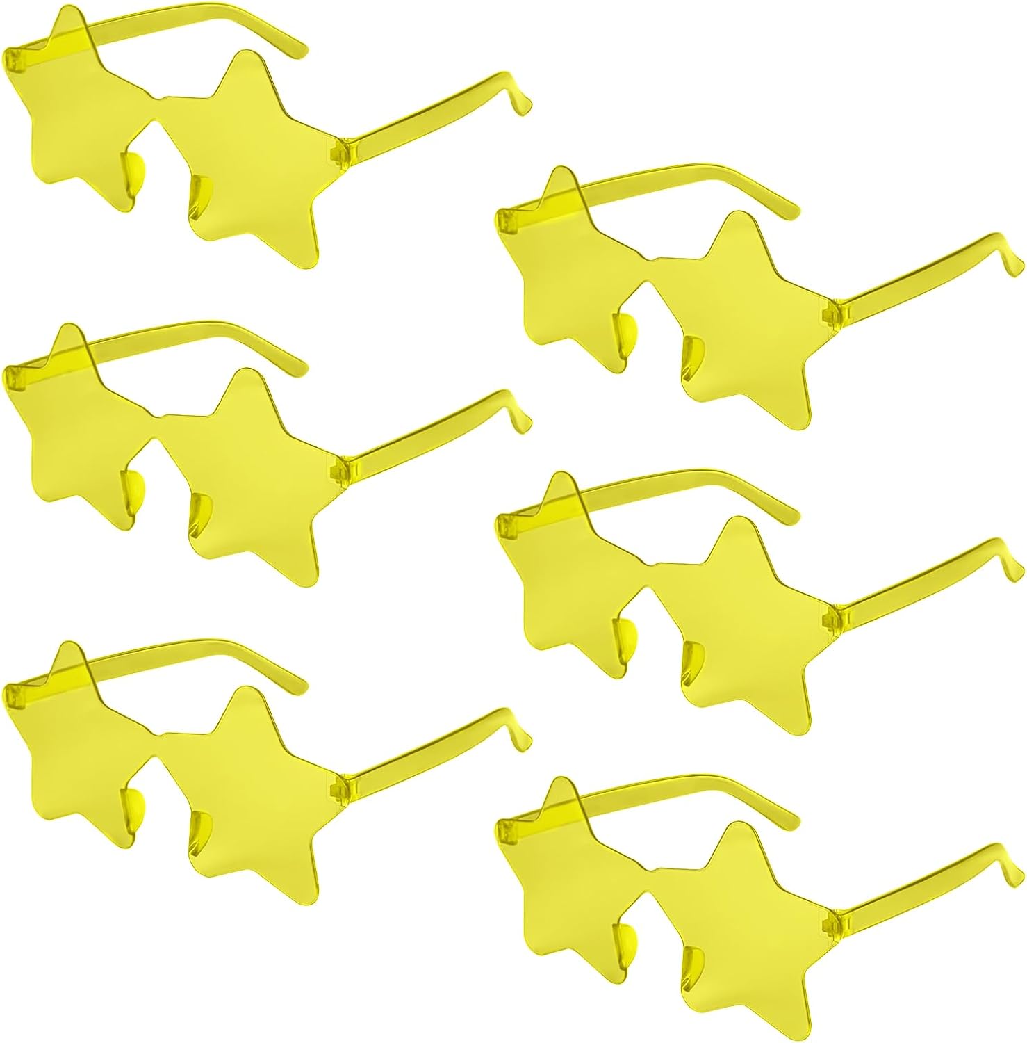 

NACHLYNN 6 шт. Солнцезащитные очки без оправы в форме звезды, желтые очки с пентаграммой, прозрачные солнцезащитные очки, сувенир для вечеринки в честь Дня благодарения, Yellow