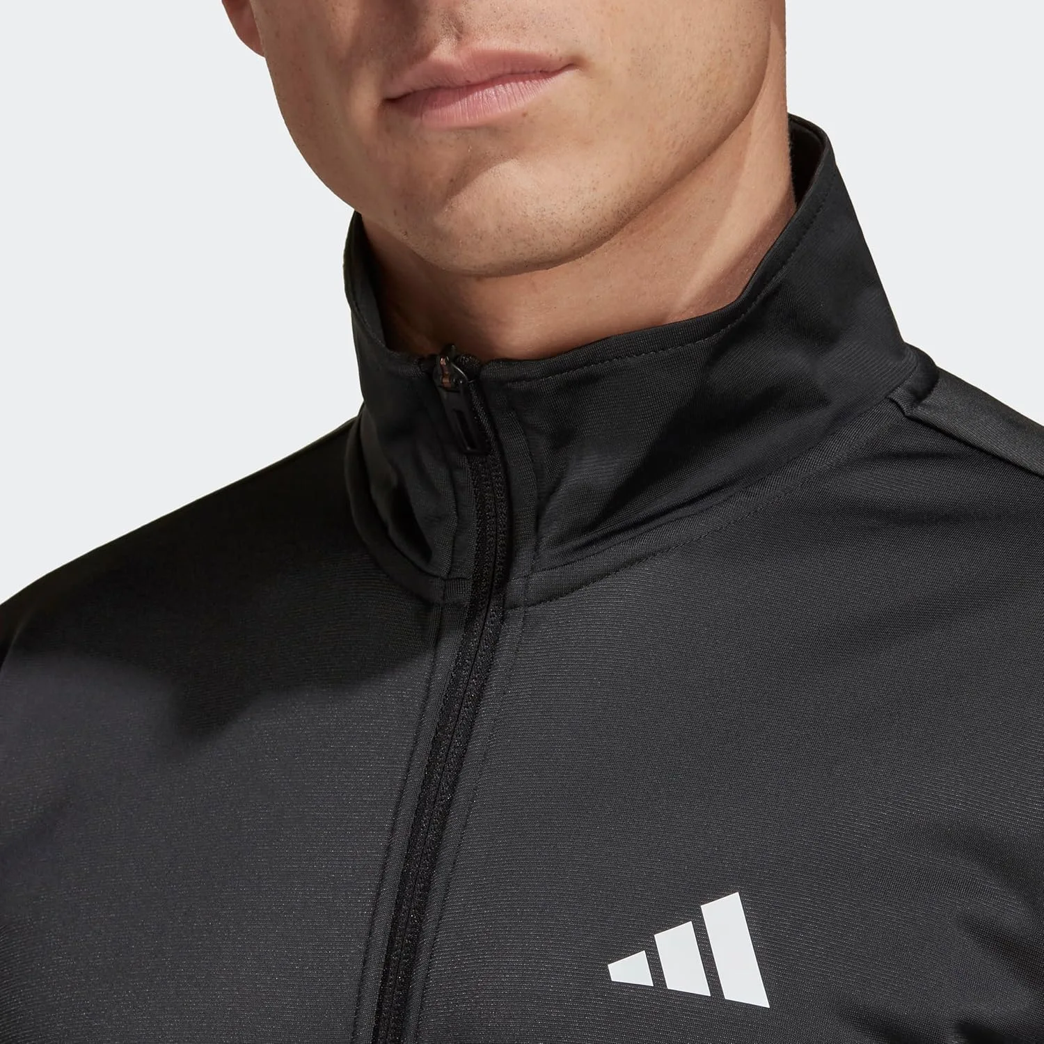 Мужская трикотажная теннисная куртка Adidas с тремя полосками, черный — фото 2