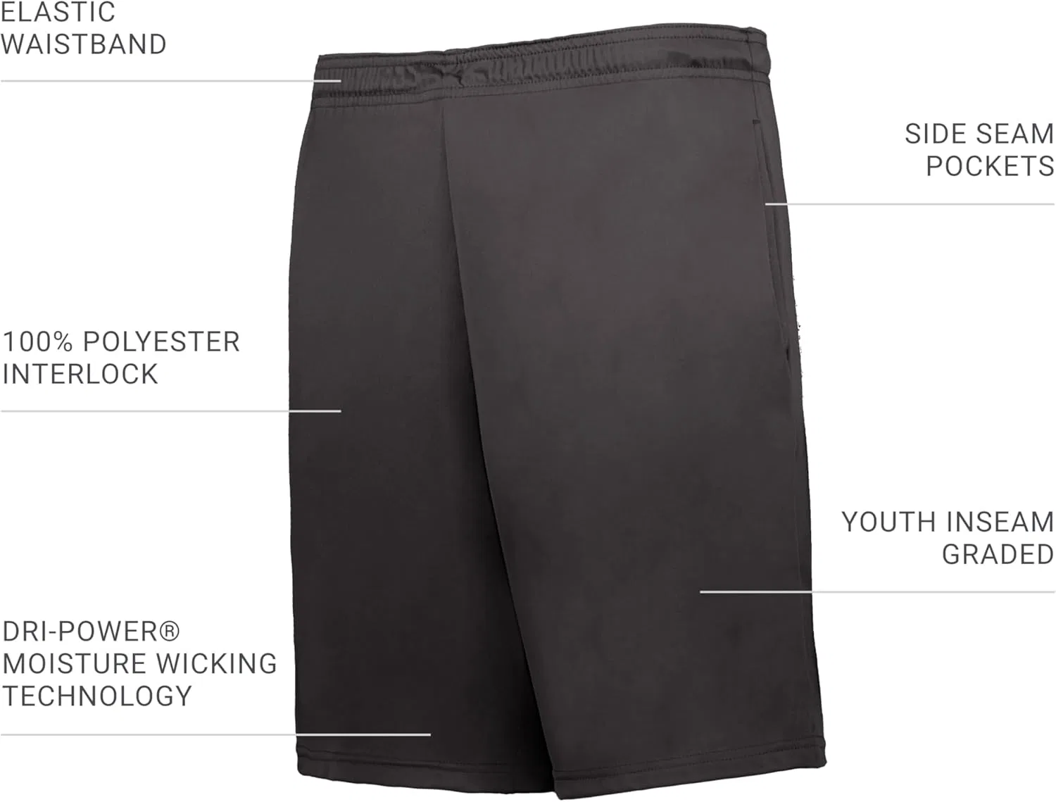 Russel Athletic Детские спортивные шорты Russell Athletic Boys Dri-Power Essential Performance Shorts, Stealth — фото 3