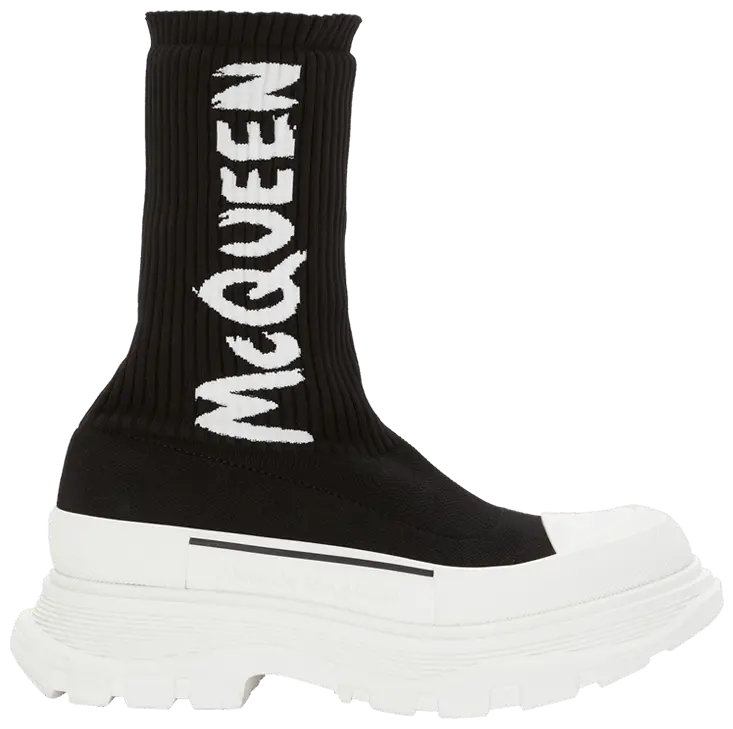 Ботинки Alexander McQueen Wmns Tread Slick Boot 'Black White', черный