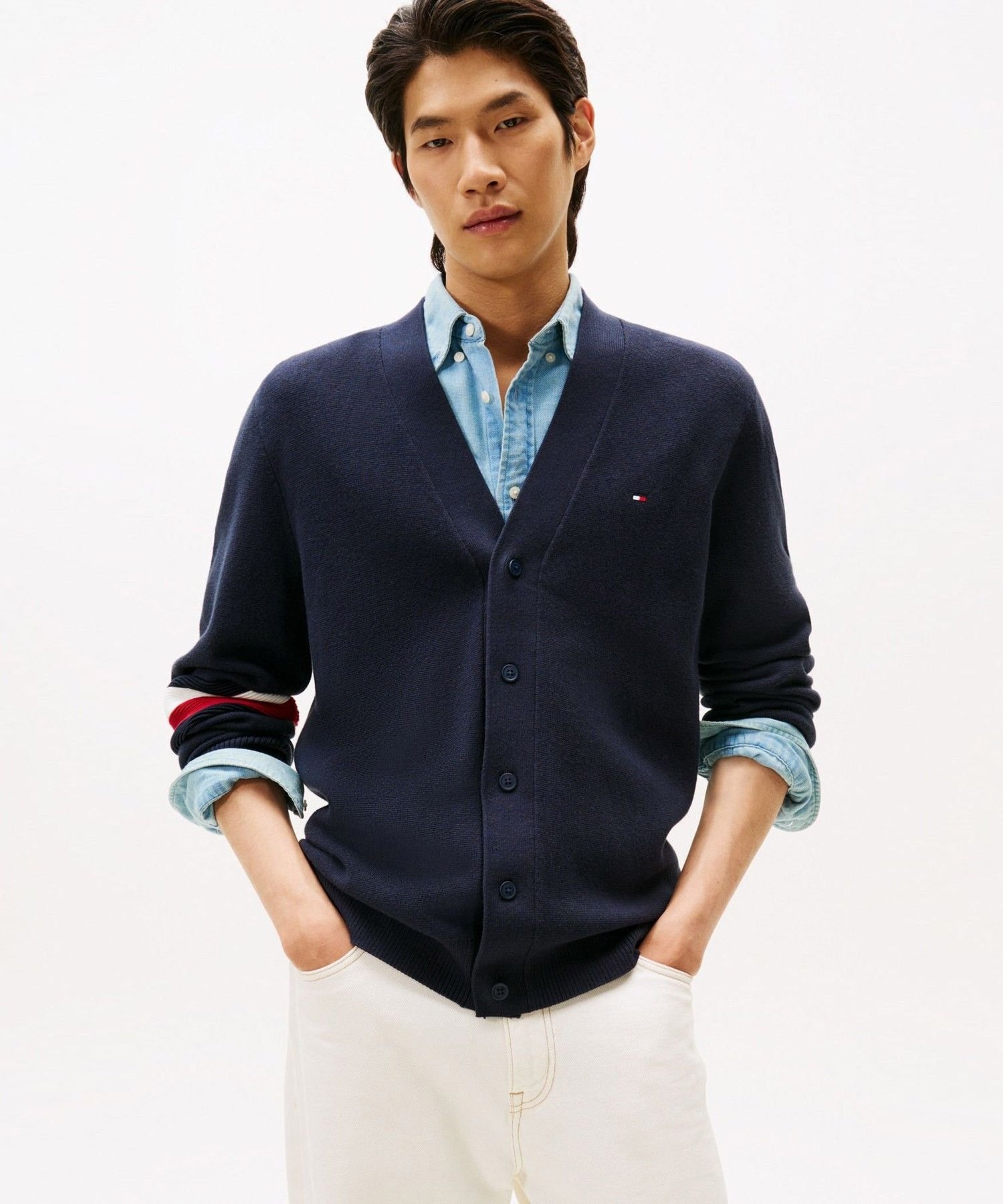 Кардиган из смеси хлопка и шелка TOMMY HILFIGER, Navy DW5