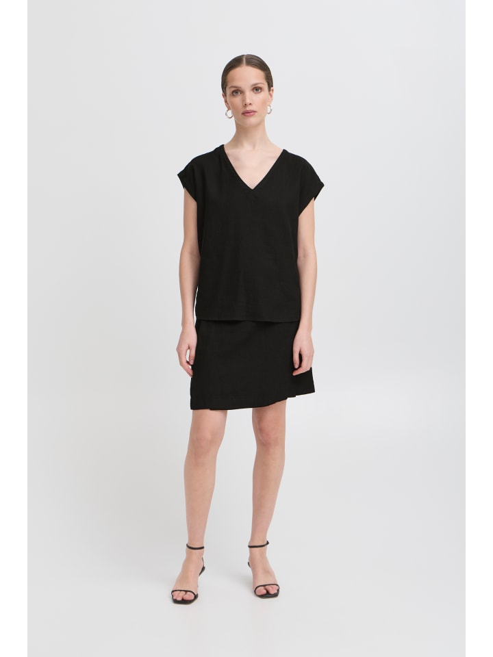 

Блузка с короткими рукавами IHLINNO свободного кроя черного цвета ICHI