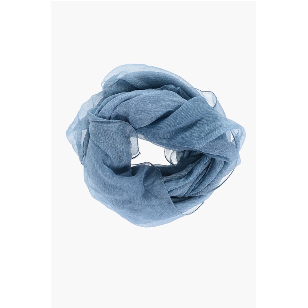 

Шелковый палантин с вышитым логотипом Ermanno Scervino, Light Blue