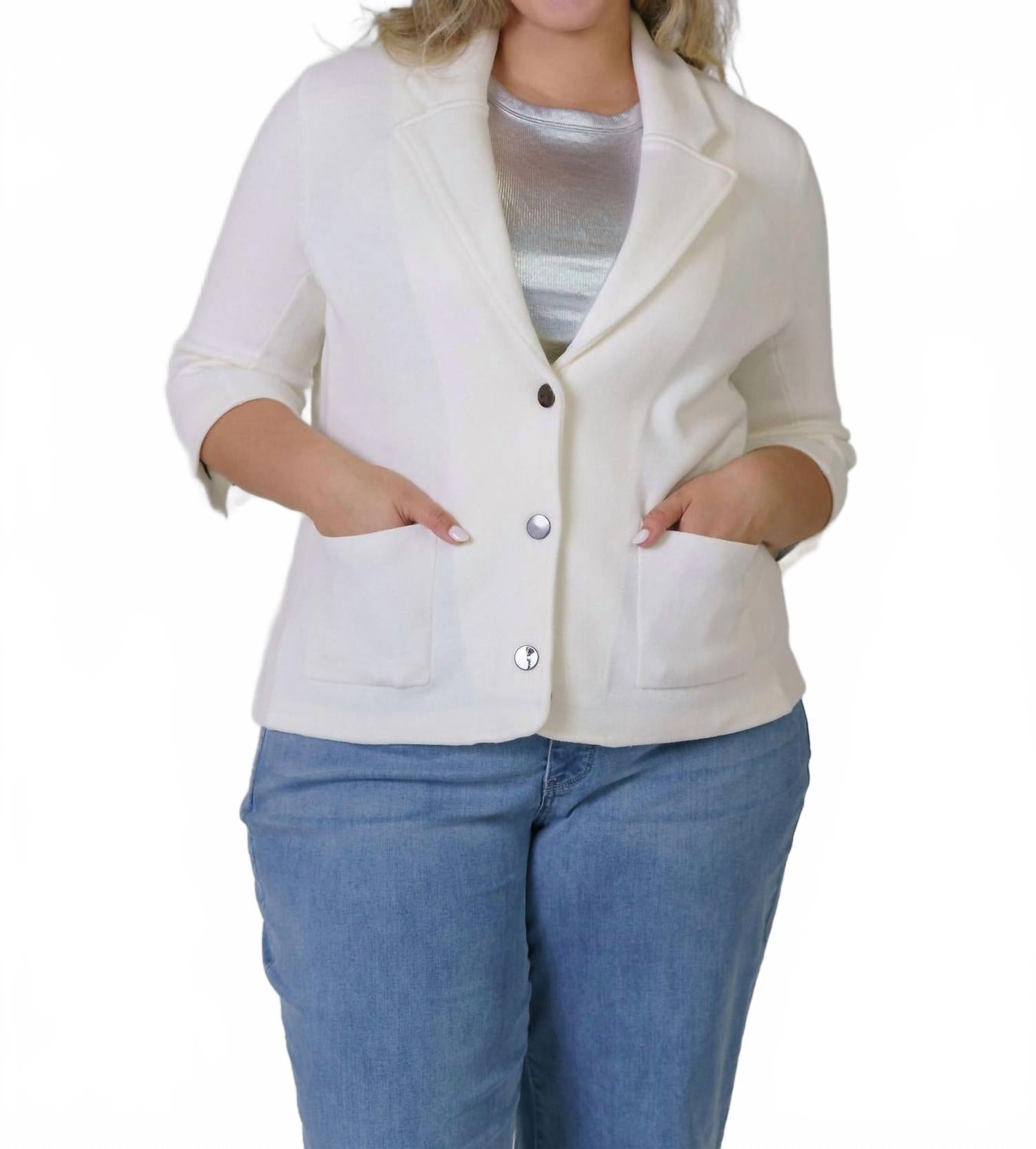 

Белый укороченный блейзер из хлопковой смеси - Plus Size Minnie Rose