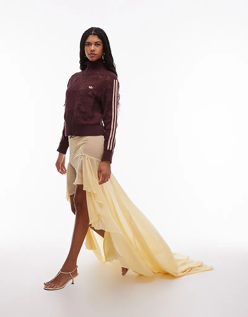 

Юбка макси из шифона ASOS DESIGN с оборками и асимметричным нижним краем цвета пахты