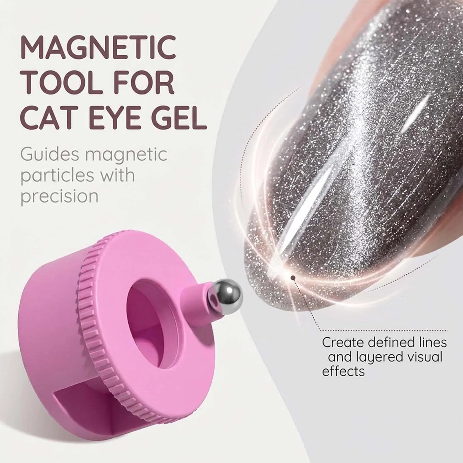 Вращающийся магнит для эффекта «кошачий глаз» 360°, розовый Generisch, Pink — фото 3