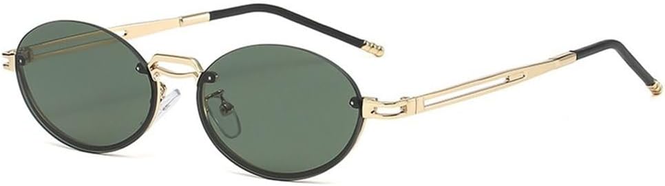 

Модные солнцезащитные очки в стиле панк без оправы с металлическими градиентными линзами овальной формы, защита UV400, безрамочные очки для женщин и женщин KTUCN, Dark Green