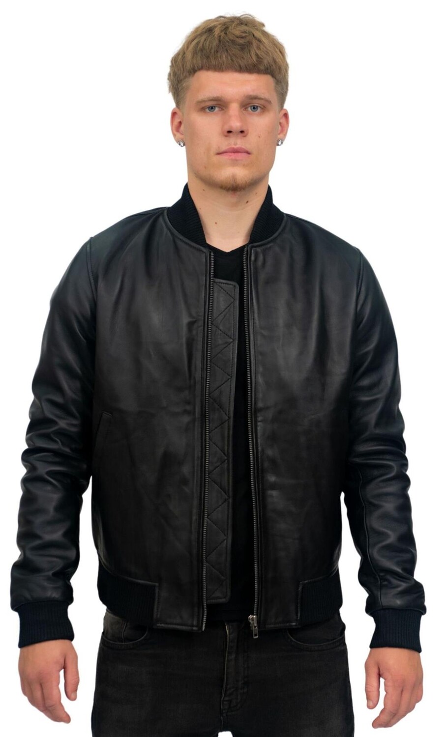

Бомбер в стиле ретро из кожи претории Infinity Leather, черный