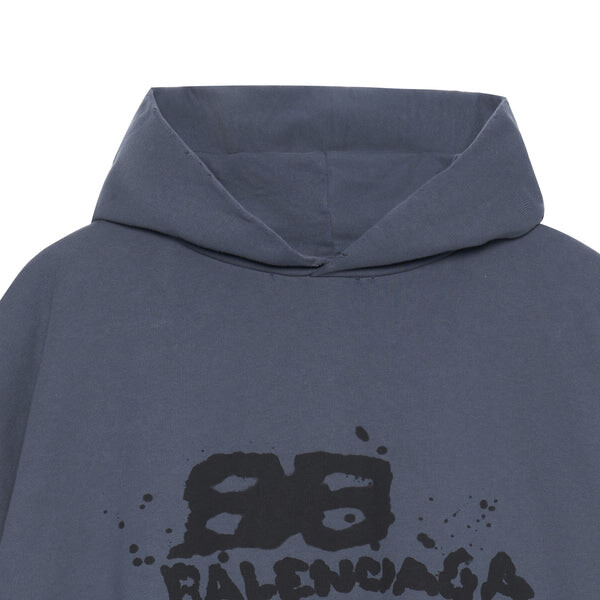 Толстовка hand-drawn bb icon hoodie large fit 'blue' Balenciaga, синий — фото 3