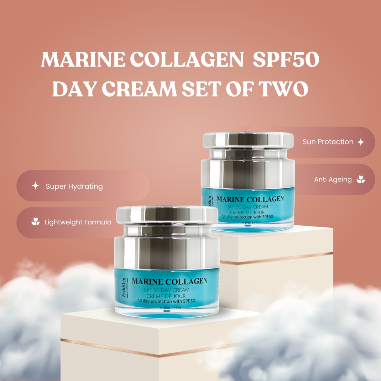 Крем для лица SPF50 ERTHSKIN LONDON Дневной marine collagen tagescreme, количество — фото 2