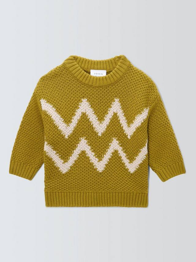 

Детский джемпер из хлопковой смеси с зигзагообразным узором John Lewis, Orange