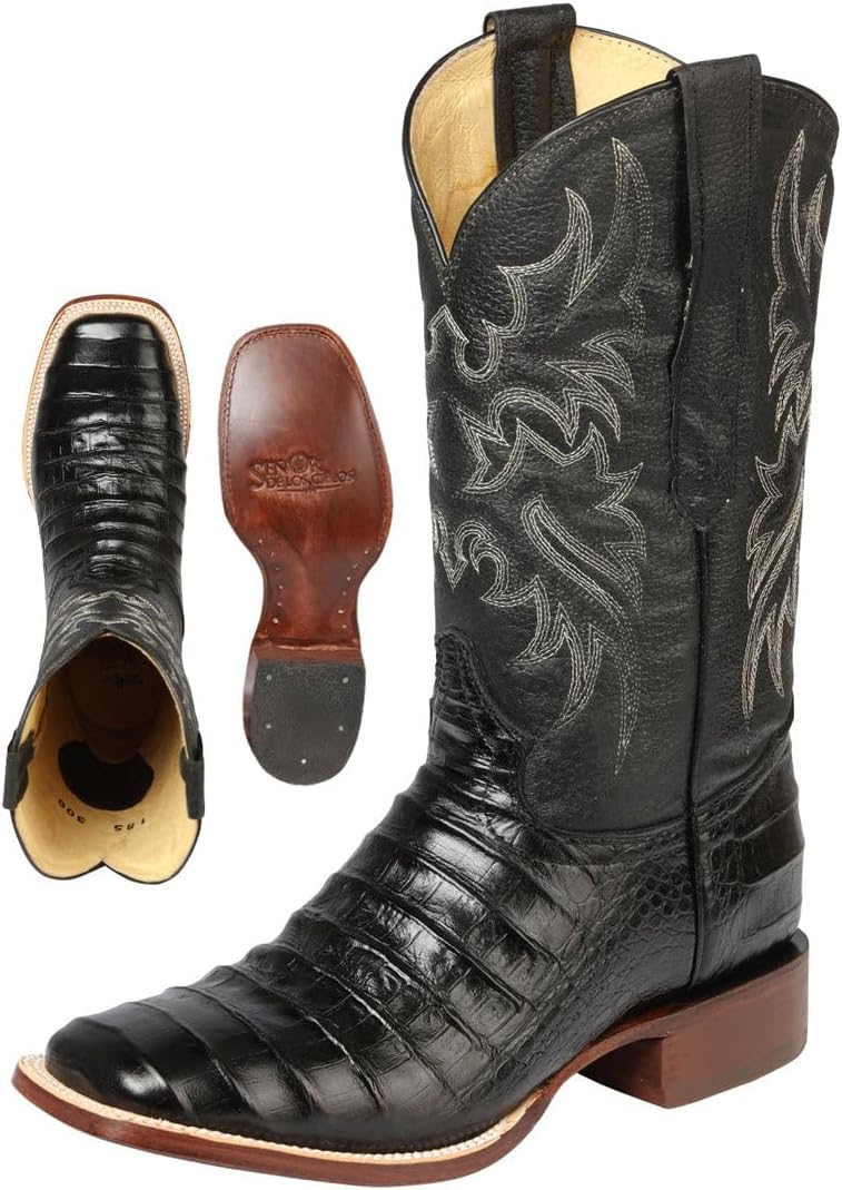 

Мужские сапоги вестерн El General Western Cowboy с принтом под аллигатора, черные Nuestratradicionmex