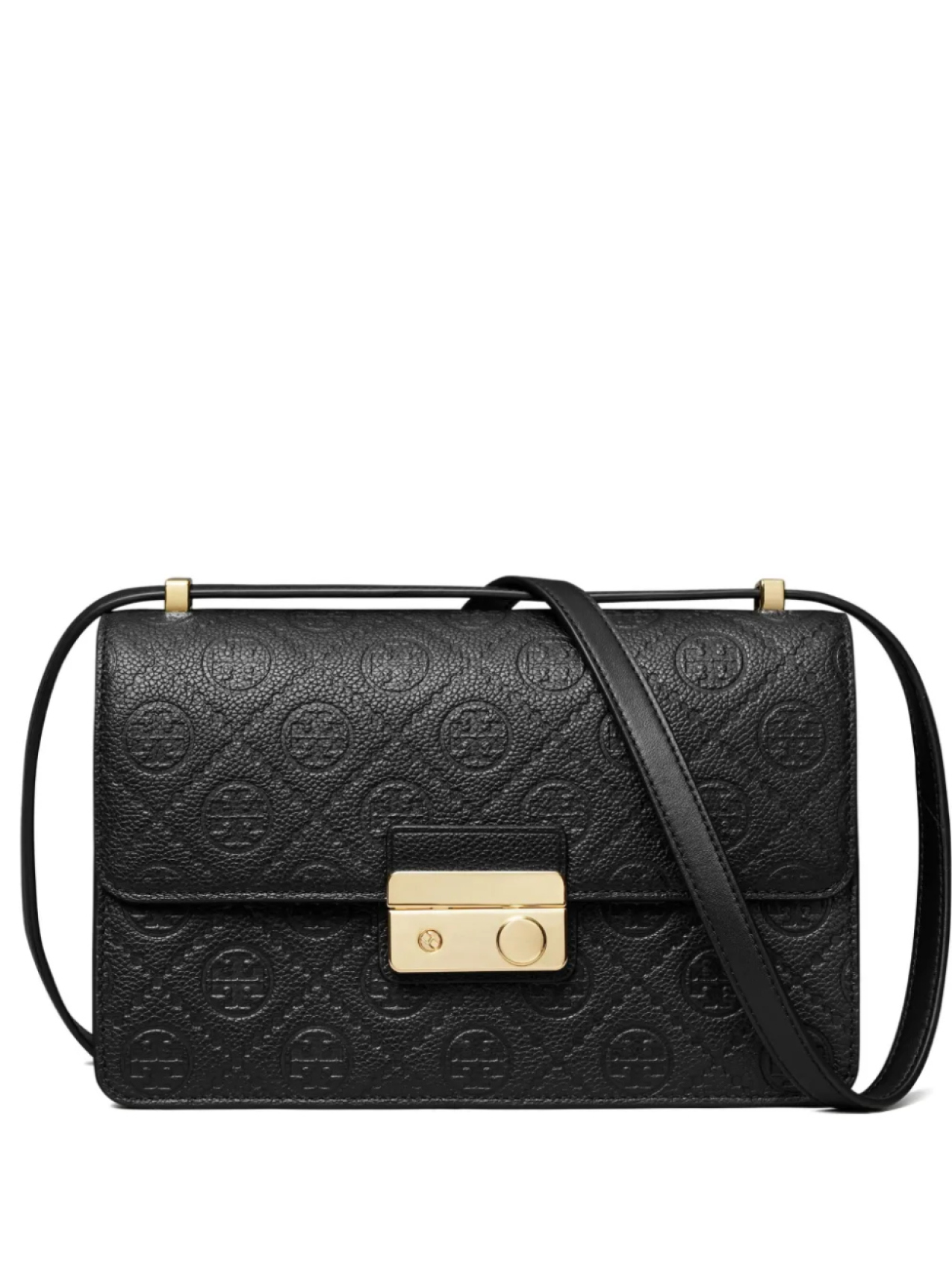 

Сумка через плечо из кожи с тиснением T-Monogram от Tory Burch, черный