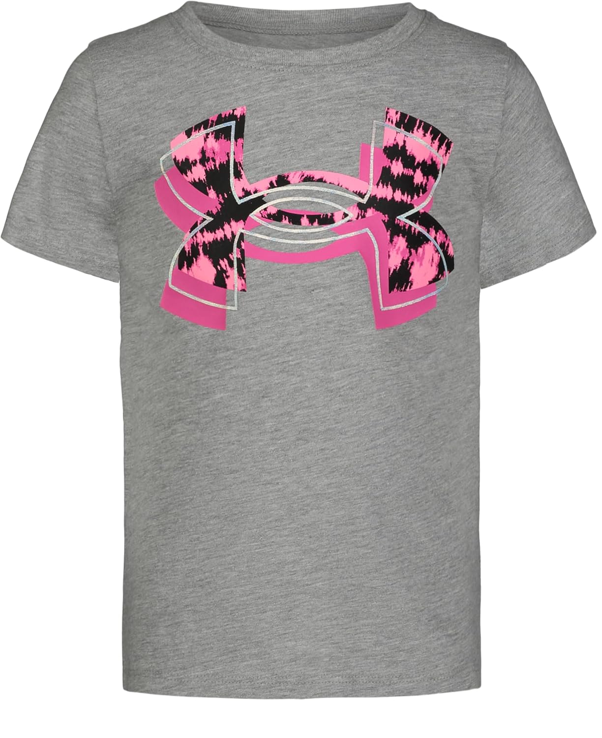 

Футболка Under Armour для девочек с коротким рукавом и круглым вырезом, легкая и дышащая спортивная футболка., Layered Mod Gray