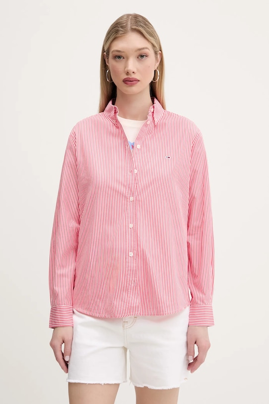 

Хлопковая рубашка Tommy Jeans, розовый