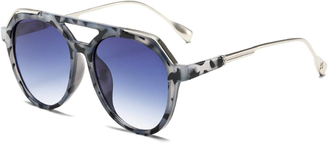 

Солнцезащитные очки с двойной перемычкой, увеличенного размера, для женщин и мужчин, в стиле ретро, ​​модные, в оправе «пилот», роскошные, трендовые Melrose, Amber Blue