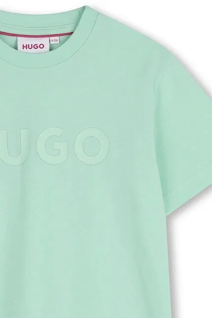 Футболка детская из хлопка HUGO, бирюзовый — фото 3