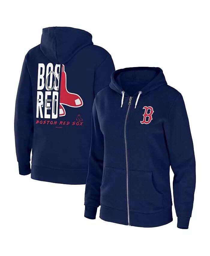 

Женская темно-синяя толстовка из флиса с молнией во всю длину Boston Red Sox Wear By Erin Andrews
