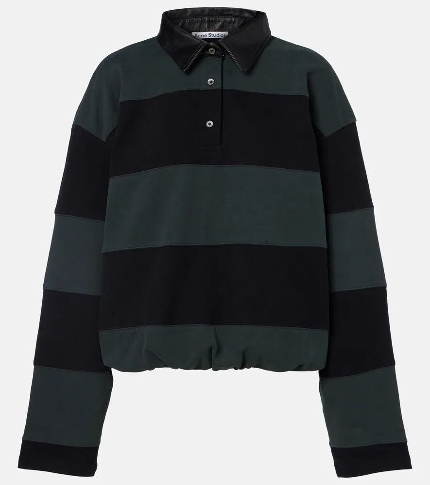 Полосатый хлопковый свитер Acne Studios, зеленый