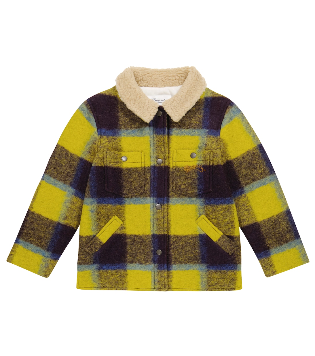 

Пальто из смеси шерсти и шерсти Baya в клетку тартан Bonpoint, Ca_Jaune_Acide