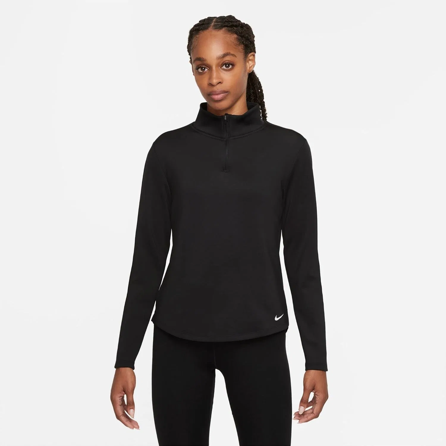Женская футболка с длинным рукавом Nike, half-zip, черный — фото 2