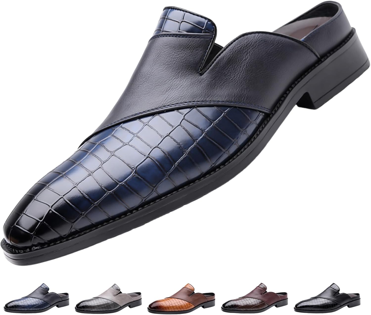 

Мужские кожаные шлепанцы ADKGBE с принтом, с открытой пяткой и мягкой подкладкой, синий