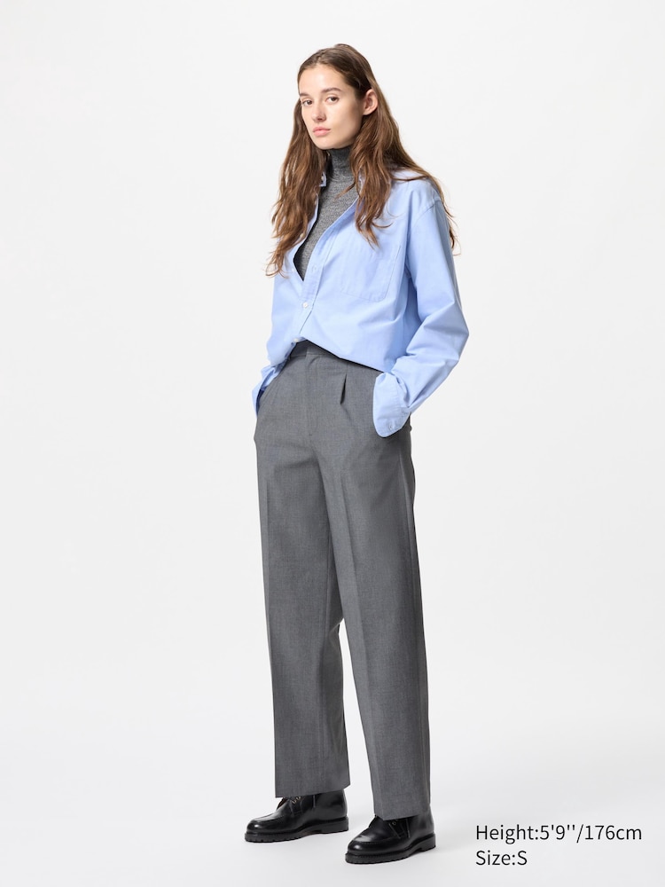 

Широкие брюки со складками Uniqlo, цвет 05 серый