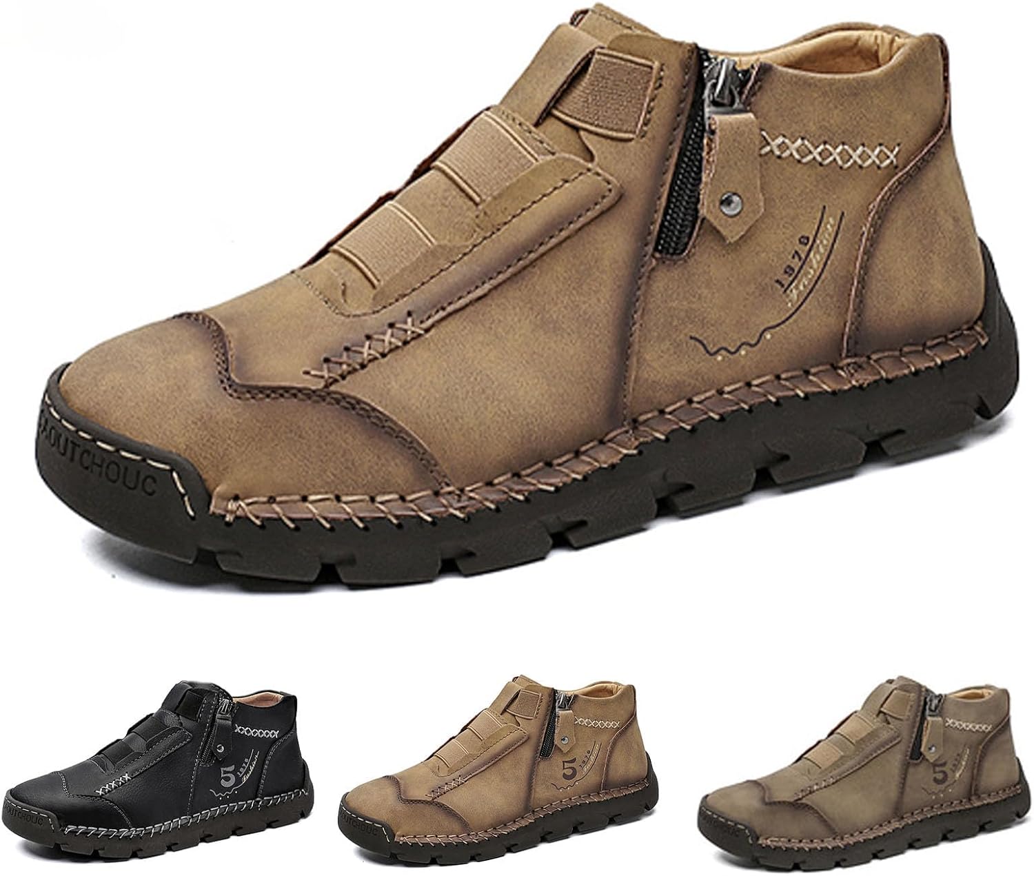 

Мужские кожаные слипоны водонепроницаемые, нескользящие, ортопедические туфли для мужчин и женщин Kfzhiyi, коричневый