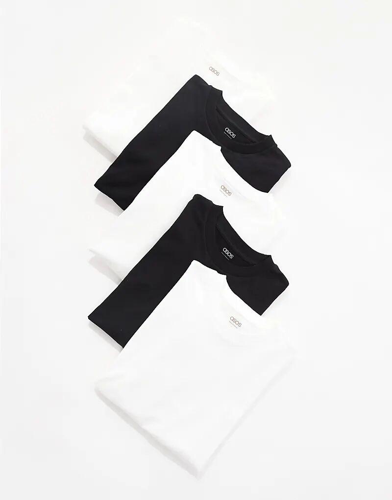 

Набор из 5 футболок свободного кроя ASOS DESIGN черного и белого цветов