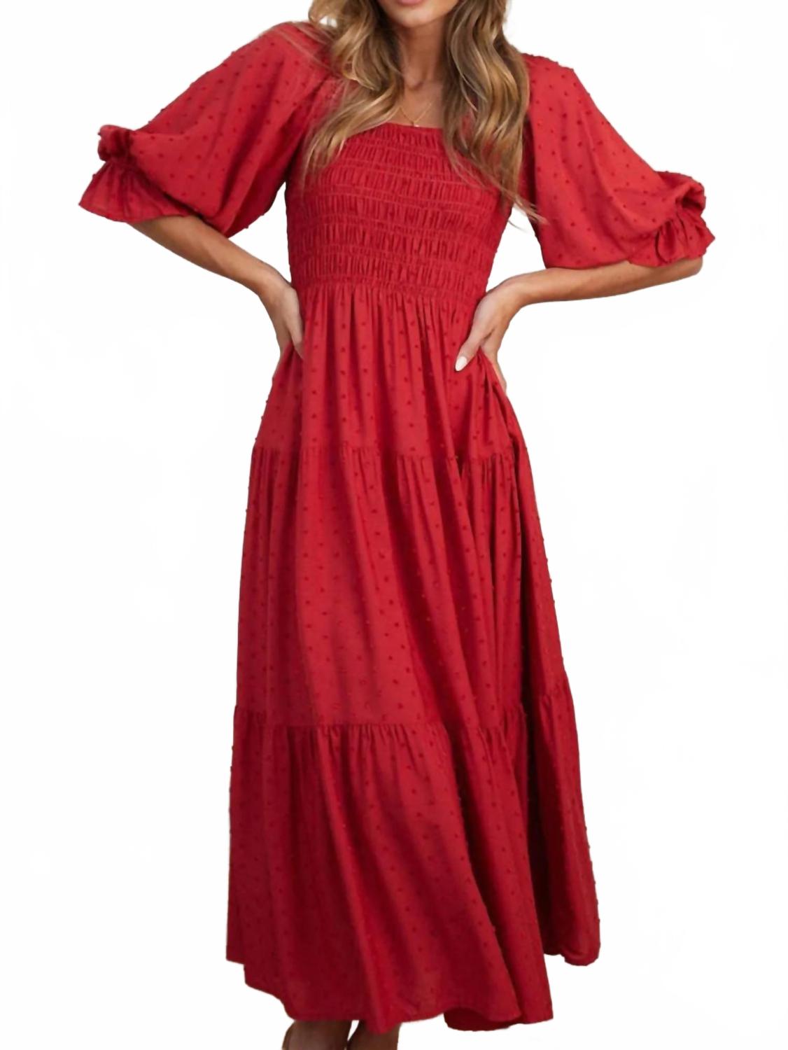 

Смокинговое платье с квадратным вырезом в горошек плюс размера в алом цвете Trendsi, Scarlet