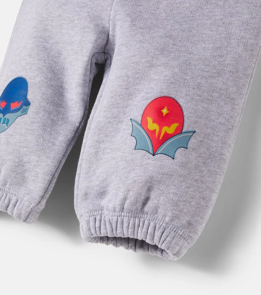 Детские спортивные штаны из хлопкового трикотажа с принтом Stella McCartney Kids, серый — фото 4