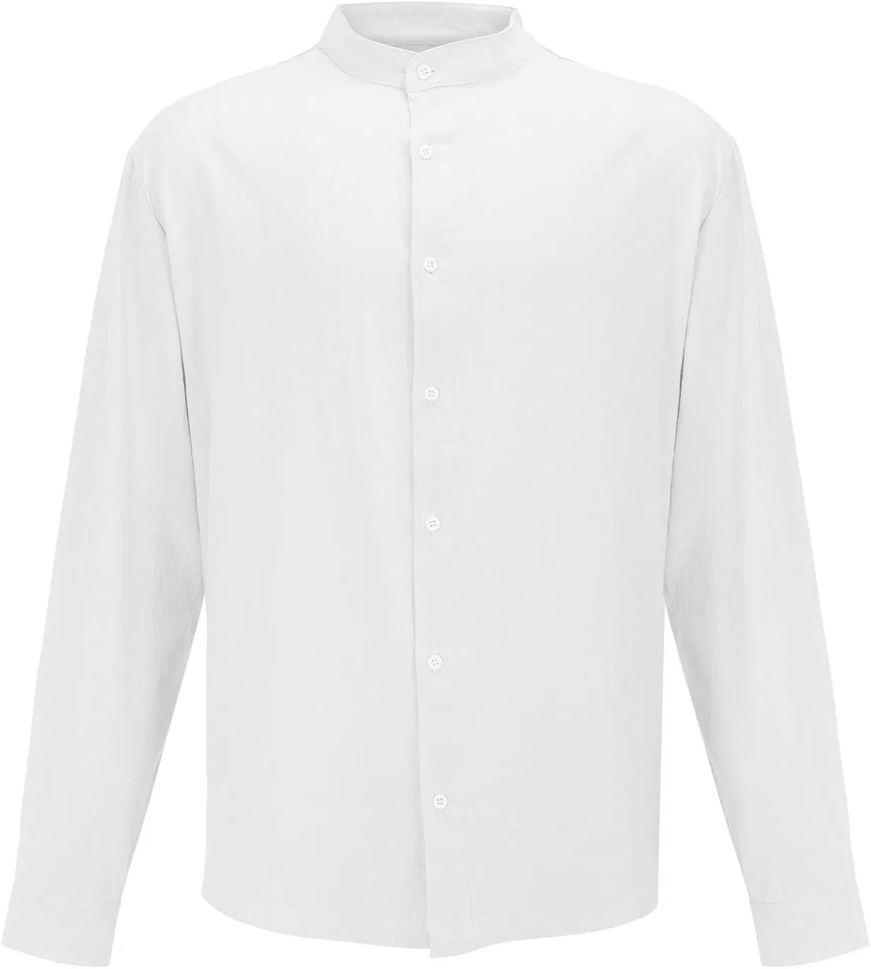 Мужская льняная рубашка Casual Button Down с длинным рукавом Regular Fit Solid Spread Collar топ для лета и пляжа 2026 Generic, белый — фото 2