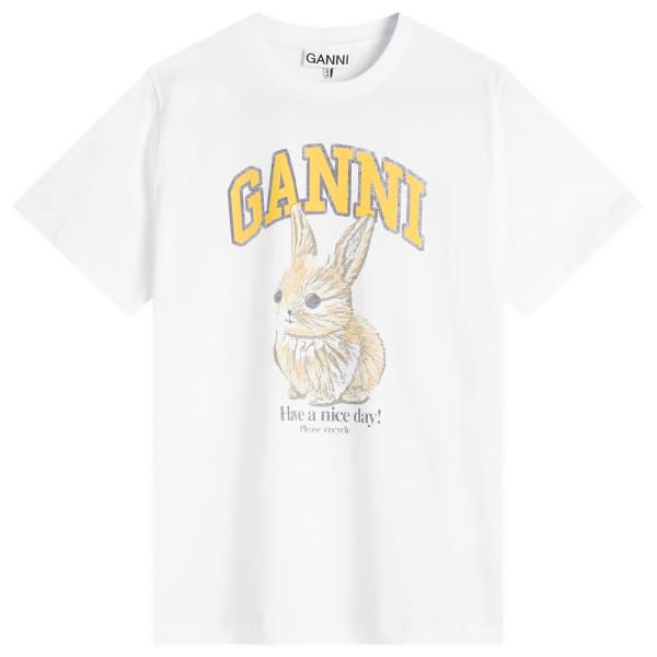 

Базовая футболка из джерси с бахромой Ganni, белый