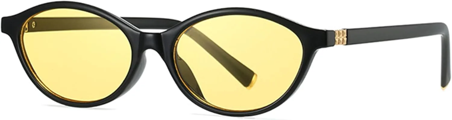 

Солнцезащитные очки Bullabulling в стиле ретро, ​​овальные, для женщин, стильные «кошачий глаз», в стиле 90-х, легкие, узкие, с модной защитой от УФ-излучения, C3