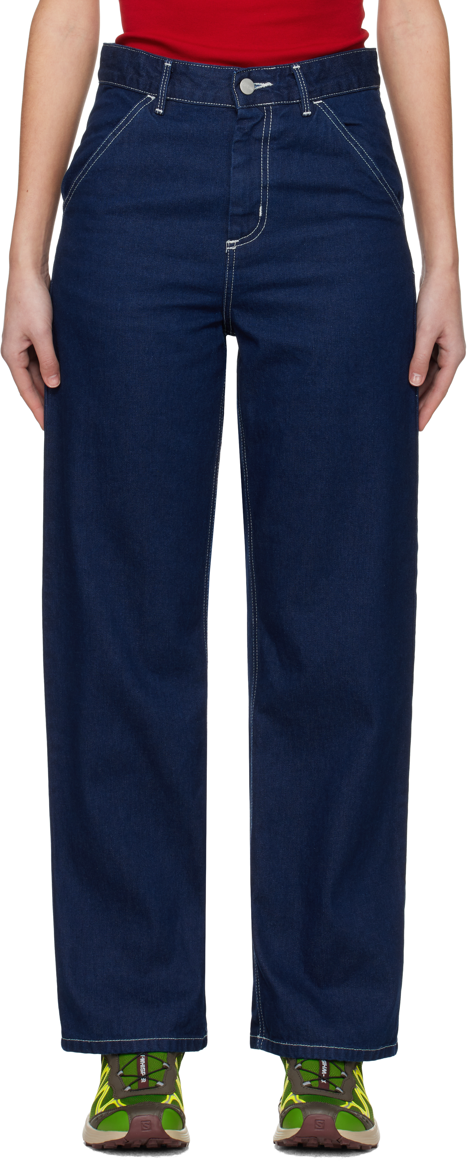 

Синие простые джинсы Carhartt Work In Progress, Rinsed blue