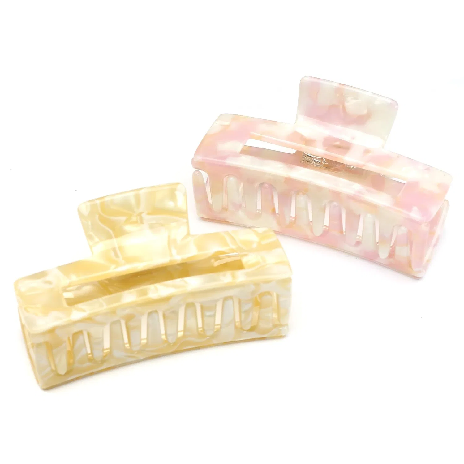 Средняя заколка-краб из ацетата для волос Qingoo, Cream — фото 4