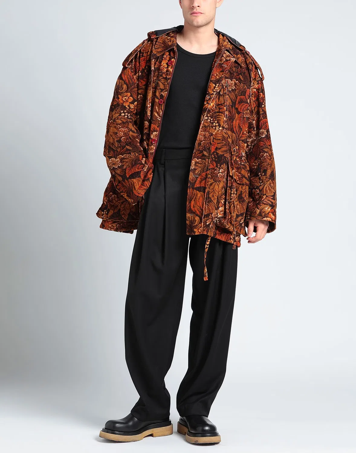 Пальто из вельвета с флористическим дизайном ACNE STUDIOS, Rust — фото 4