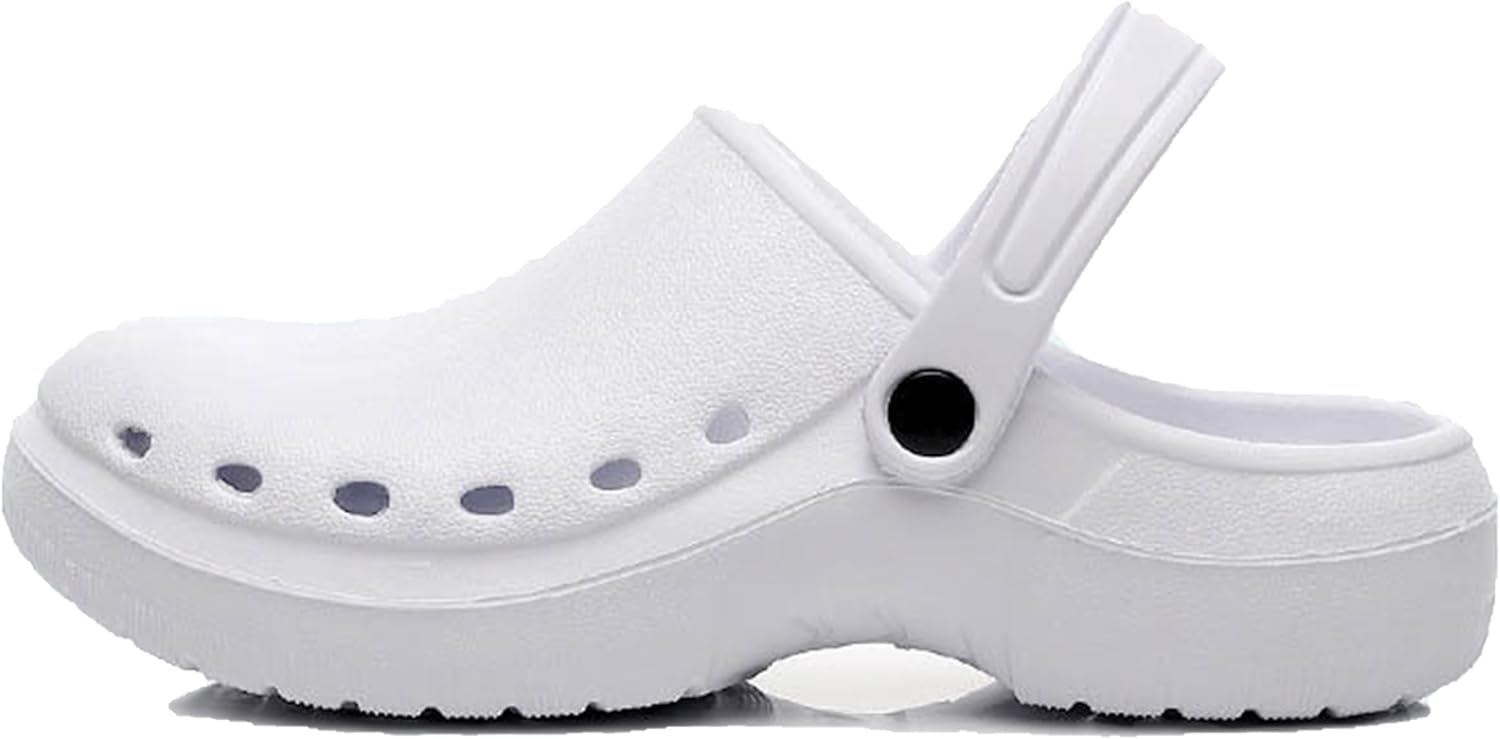 

Рабочие сабо для женщин и мужчин. Удобные, дышащие, с поддержкой свода стопы, нескользящие. Обувь для медсестер, поваров, садоводов и работников бистро Generic, белый