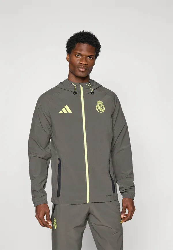 Футболка Adidas Performance Real Madrid C Vistech J Club Wear, утилитарный серый/полузамороженный желтый