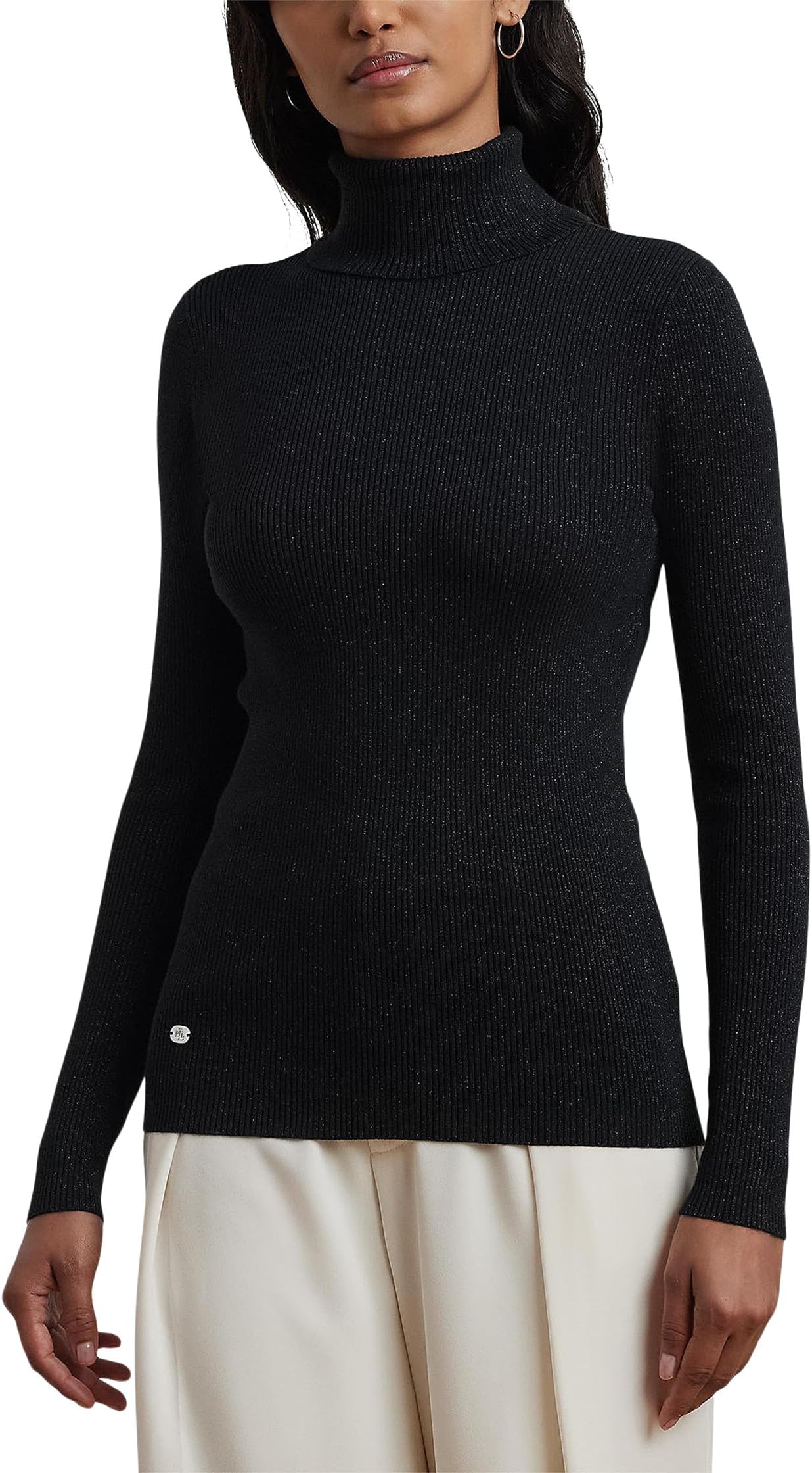 

Свитер Lauren Ralph Lauren Ribbed Turtleneck Sweater, цвет Polo Black Lurex
