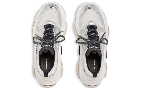 Кроссовки triple s sneakers 'black white and silver double foam and mesh' Balenciaga, белый — фото 4
