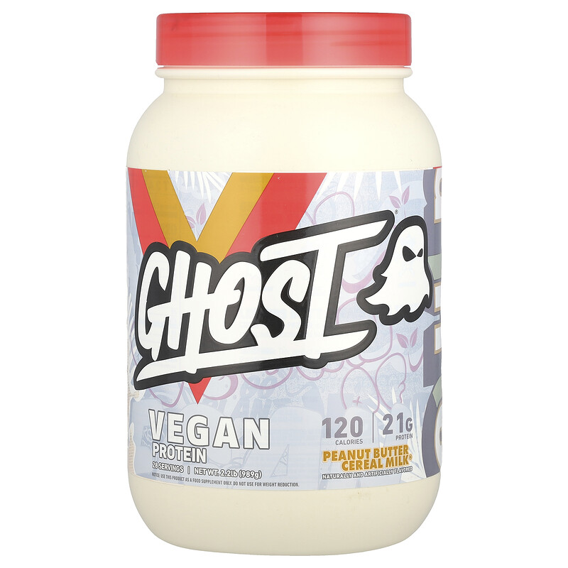 

Ghost, Vegan Protein, Peanut Butter Cereal Milk, 989 г (2,2 фунта)