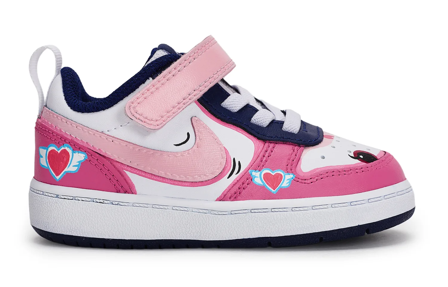 Nike Low 2 детские кроссовки бело-сине-розовые — фото 3