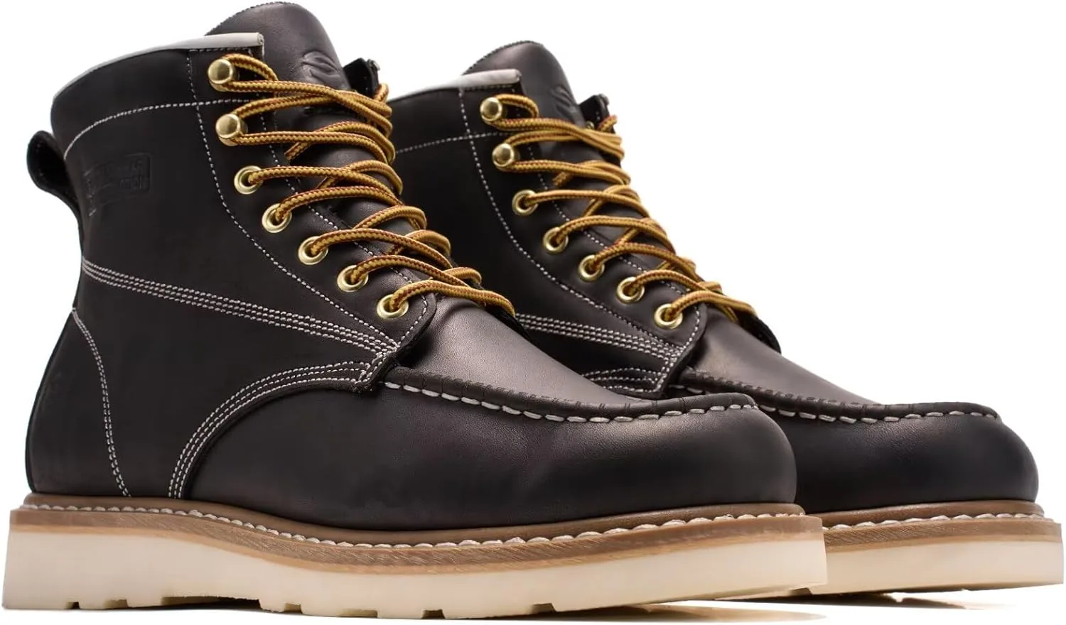 Рабочие ботинки SUREWAY Goodyear Welt на танкетке для мужчин, высота каблука 15,2 см, высококачественная натуральная кожа, легкие рабочие ботинки/туфли, удобная стелька, масло- и противоскользящие, промышленная конструкция EH, черный