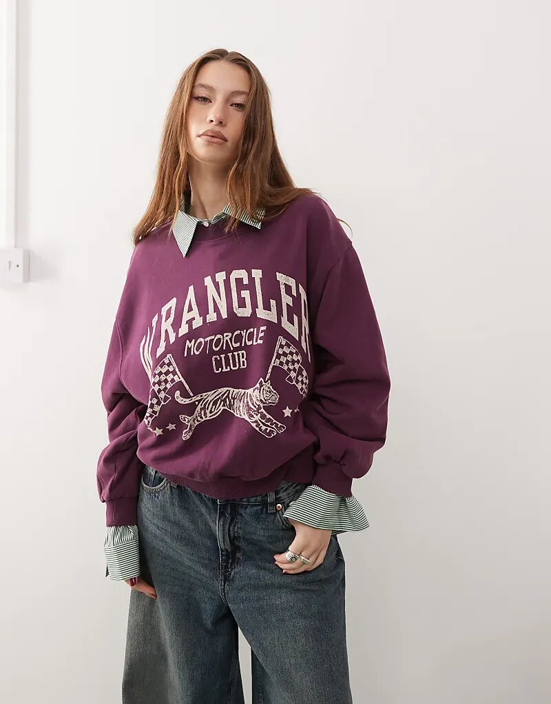 

Толстовка большого размера с принтом в фиолетово-бордовом цвете Wrangler