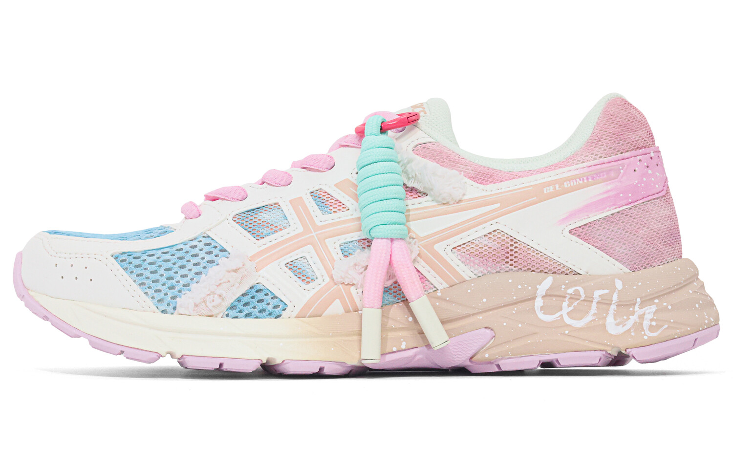 

Кроссовки для бега Gel-Contend 4 женские с низким верхом, синие/розовые Asics